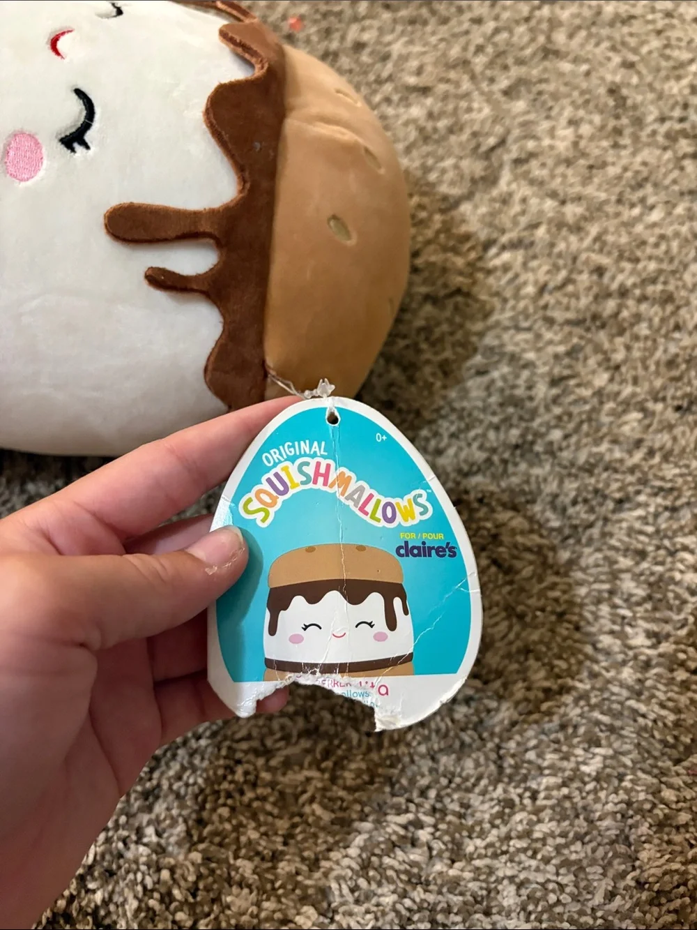 Squishmallows Brown White Pink Plush Dessert Plushie